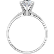 14K White Gold Classic Solitaire Engagement Ring with 1 CT Oval Center and 6-Prong Setting