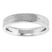 14K White Gold Engraved Chevron-Pattern Wedding Band