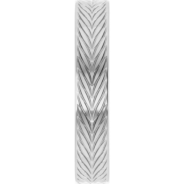 14K White Gold Engraved Chevron-Pattern Wedding Band
