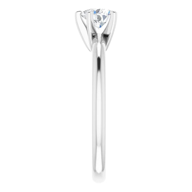 14K White Gold Heart-Shape Diamond Solitaire Engagement Ring with 3-Prong Setting 1/2 CT Center Stone