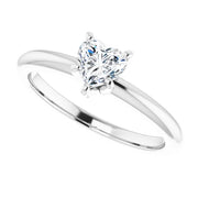 14K White Gold Heart-Shape Diamond Solitaire Engagement Ring with 5-Prong Setting 1/2 CT Center Stone
