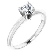 14K White Gold Heart-Shape Diamond Solitaire Engagement Ring with 3-Prong Setting 1/2 CT Center Stone