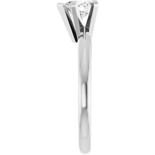 14K White Gold Bezel-Set Heart-Shape Diamond Solitaire Engagement Ring 1/2 CT Center Stone
