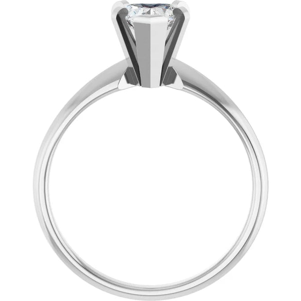 14K White Gold Heart-Shape Diamond Solitaire Engagement Ring with 5-Prong Setting 1/2 CT Center Stone