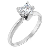 14K White Gold Heart-Shape Diamond Solitaire Engagement Ring with 5-Prong Setting 1/2 CT Center Stone