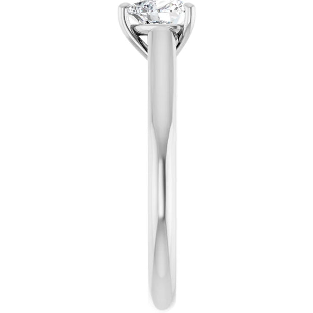 14K White Gold Heart-Shape Diamond Solitaire Engagement Ring with Cathedral Setting 1/2 CT Center Stone