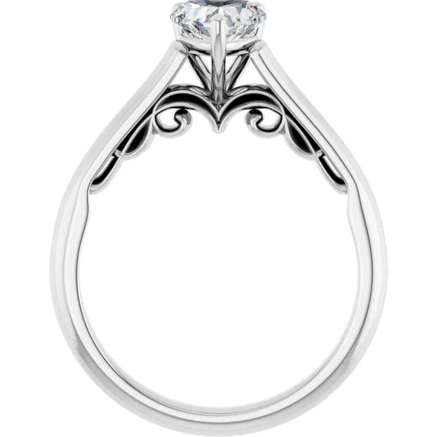 14K White Gold Heart-Shape Diamond Solitaire Engagement Ring with Cathedral Setting 1/2 CT Center Stone