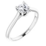 14K White Gold Heart-Shape Diamond Solitaire Engagement Ring with Cathedral Setting 1/2 CT Center Stone
