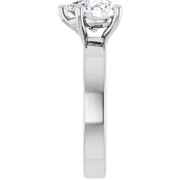 14K White Gold Heart-Shaped Diamond Ring with Claw Prongs