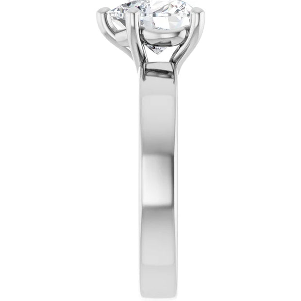 14K White Gold Heart-Shaped Diamond Ring with Claw Prongs