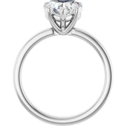 14K White Gold Heart-Shaped Diamond Ring with Claw Prongs