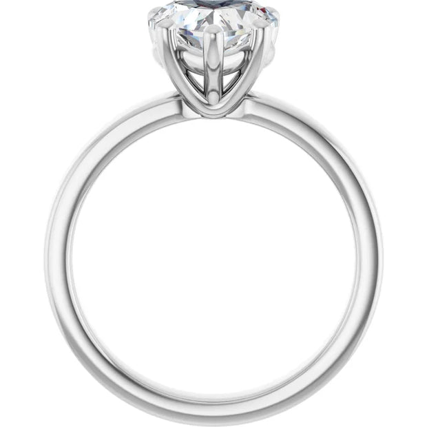 14K White Gold Heart-Shaped Diamond Ring with Claw Prongs