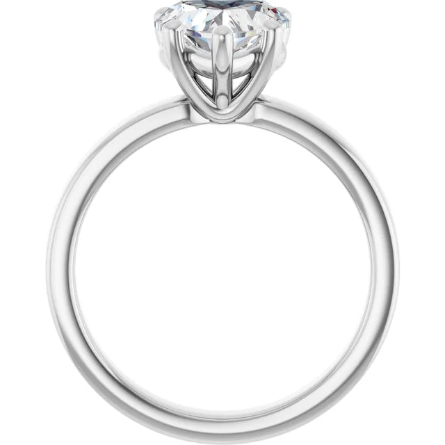 14K White Gold Heart-Shaped Diamond Ring with Claw Prongs