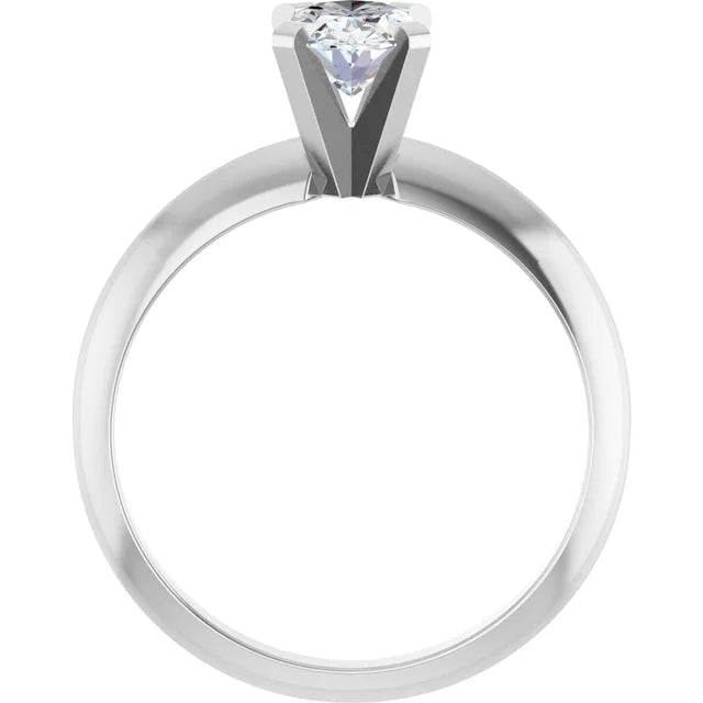 14K White Gold Heavyweight Solitaire Engagement Ring with 3/4 CT Oval Center and 4-Prong Setting