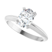 14K White Gold Heavyweight Solitaire Engagement Ring with 3/4 CT Oval Center and 4-Prong Setting