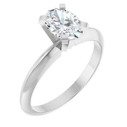 14K White Gold Heavyweight Solitaire Engagement Ring with 3/4 CT Oval Center and 4-Prong Setting