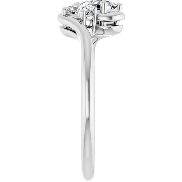 14K White Gold Oval Engagement Ring with 1 CT Center and 1 1/4 CTW Diamonds