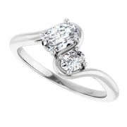 14K White Gold Oval Engagement Ring with 1 CT Center and 1 1/4 CTW Diamonds