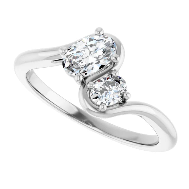 14K White Gold Oval Engagement Ring with 1 CT Center and 1 1/4 CTW Diamonds