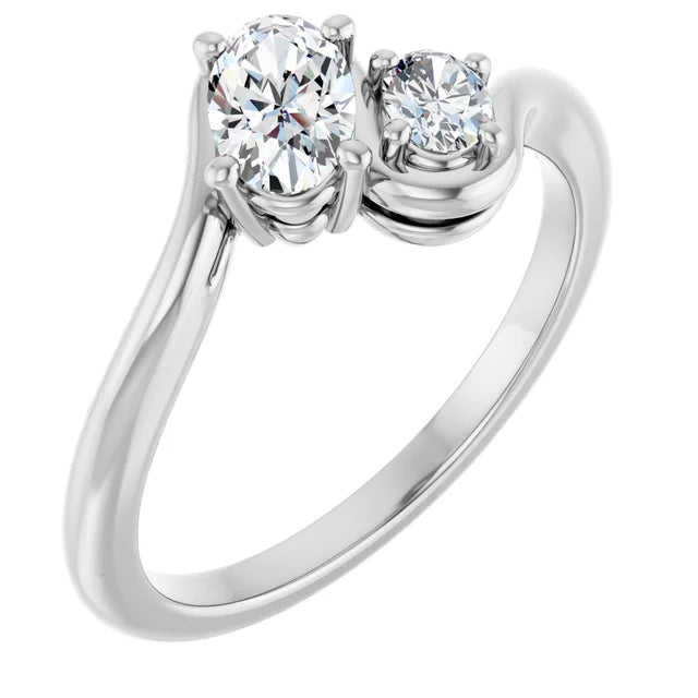 14K White Gold Oval Engagement Ring with 1 CT Center and 1 1/4 CTW Diamonds
