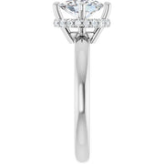 14K White Gold Oval Engagement Ring with 1 CT Center and Hidden Halo 1 1/8 CTW Diamonds