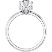 14K White Gold Oval Engagement Ring with 1 CT Center and Hidden Halo 1 1/8 CTW Diamonds