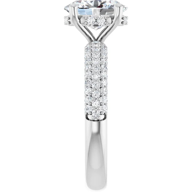 14K White Gold Bezel-Set Oval Engagement Ring with 1/2 CT Center Diamond