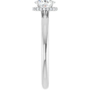 14K White Gold Oval Engagement Ring with 3/8 CT Center and Hidden Halo