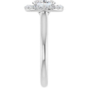 14K White Gold Oval Halo Engagement Ring with 3/4 CT Center and 1 CTW Diamonds in Claw Prong Setting