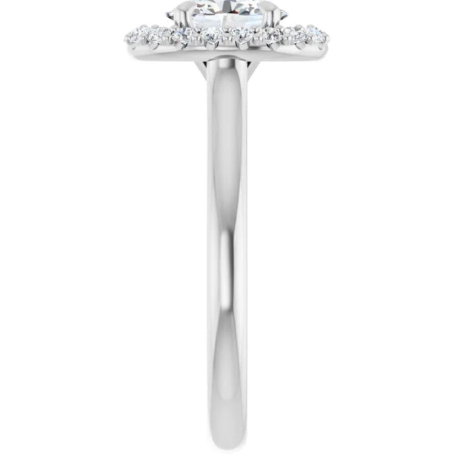 14K White Gold Oval Halo Engagement Ring with 3/4 CT Center and 1 CTW Diamonds in Claw Prong Setting