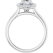 14K White Gold Oval Halo Engagement Ring with 3/4 CT Center and 1 CTW Diamonds in Claw Prong Setting
