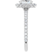 14K White Gold Oval Halo Engagement Ring with 3/8 CT Center and 3/4 CTW Diamonds