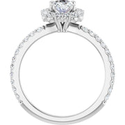 14K White Gold Oval Halo Engagement Ring with 3/8 CT Center and 3/4 CTW Diamonds