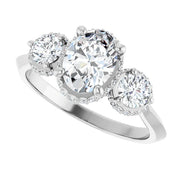 14K White Gold Oval Halo Engagement Ring with 3/8 CT Center and 3/4 CTW Diamonds