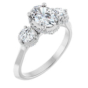 14K White Gold Oval Halo Engagement Ring with 3/8 CT Center and 3/4 CTW Diamonds