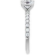 14K White Gold Princess-Cut Engagement Ring with 1 CT Center and 1 1/3 CTW Diamond Accents