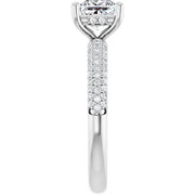 14K White Gold Princess-Cut Engagement Ring with 1 CT Center and 1 1/3 CTW Triple-Row Diamonds