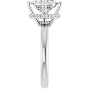 14K White Gold Princess-Cut Engagement Ring with 3/4 CT Center and 7/8 CTW Hidden Halo