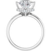 14K White Gold Princess-Cut Engagement Ring with 3/4 CT Center and 7/8 CTW Hidden Halo