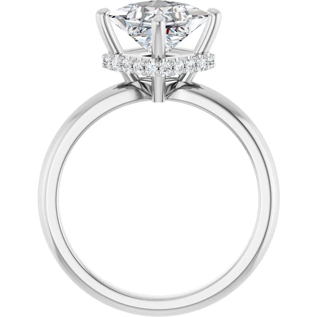 14K White Gold Princess-Cut Engagement Ring with 3/4 CT Center and 7/8 CTW Hidden Halo