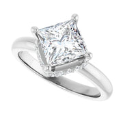 14K White Gold Princess-Cut Engagement Ring with 3/4 CT Center and 7/8 CTW Hidden Halo