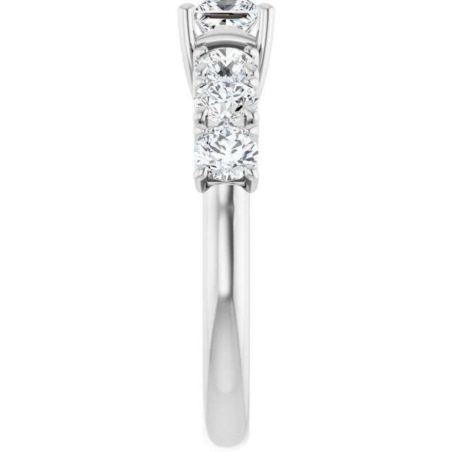 14K White Gold Princess-Cut Engagement Ring with 3/8 CT Center and 1 1/3 CTW Graduated Diamonds
