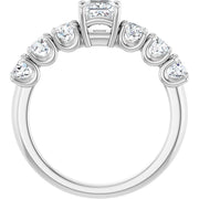 14K White Gold Princess-Cut Engagement Ring with 3/8 CT Center and 1 1/3 CTW Graduated Diamonds