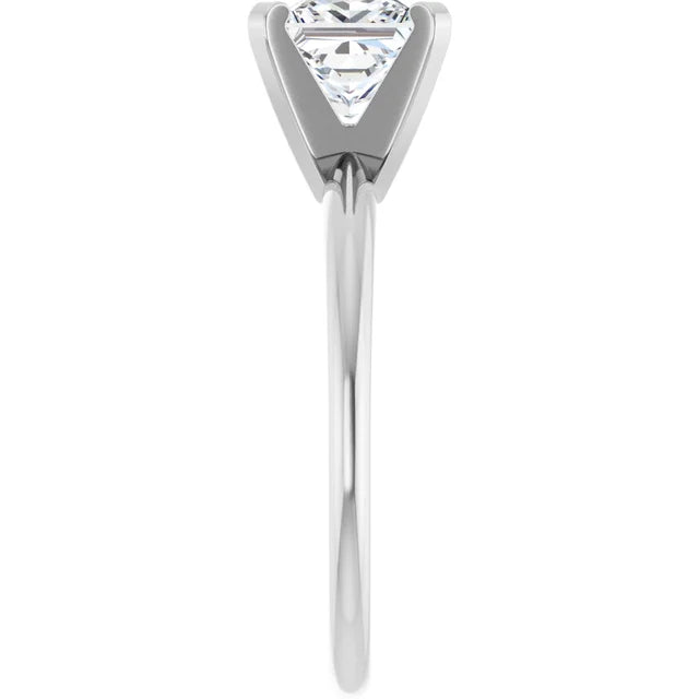 14K White Gold Princess-Cut Solitaire Engagement Ring with 1 CT Center and Lightweight Design