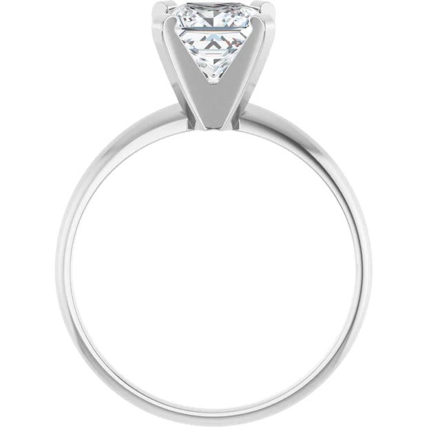 14K White Gold Princess-Cut Solitaire Engagement Ring with 1 CT Center and Lightweight Design
