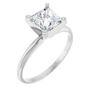 14K White Gold Princess-Cut Solitaire Engagement Ring with 1 CT Center and Lightweight Design