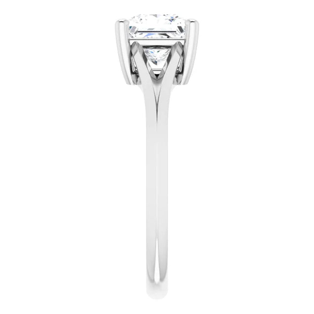 14K White Gold Princess-Cut Solitaire Engagement Ring with 3/4 CT Center and Tapered Cathedral Setting