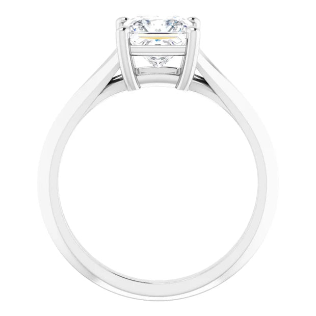 14K White Gold Princess-Cut Solitaire Engagement Ring with 3/4 CT Center and Tapered Cathedral Setting