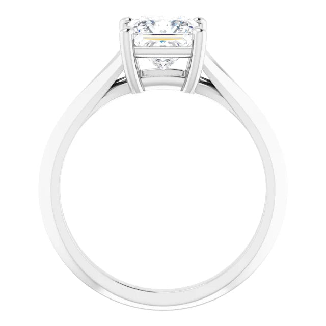 14K White Gold Princess-Cut Solitaire Engagement Ring with 3/4 CT Center and Tapered Cathedral Setting