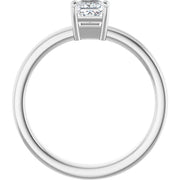 14K White Gold Princess-Cut Solitaire Ring with 1/3 CT Center and Grooved Band Detailing
